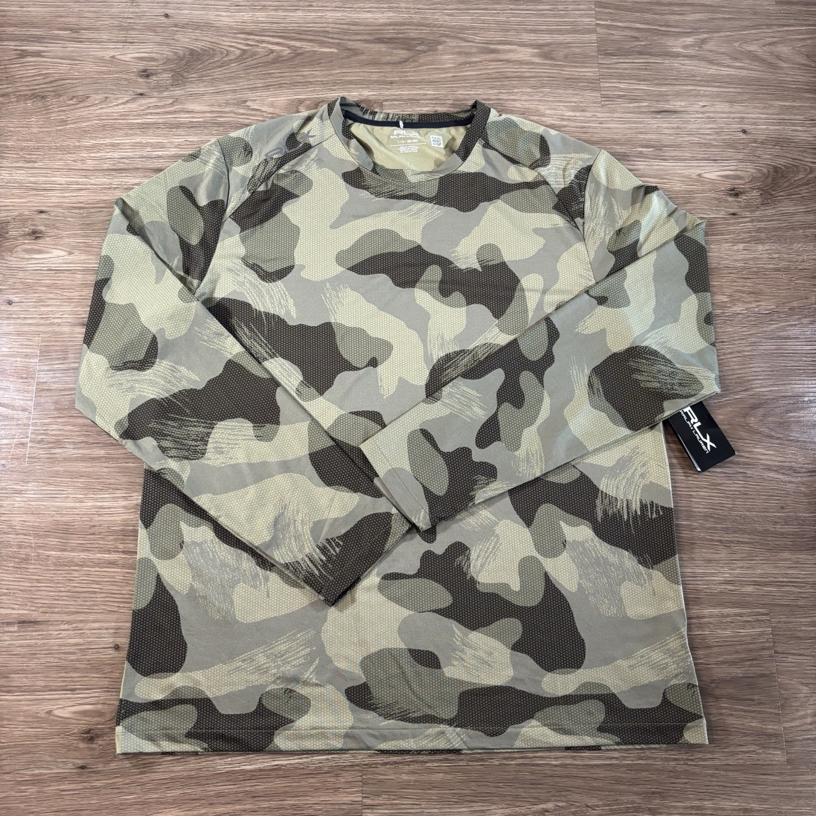 RLX Ralph Lauren Men's Green Camo Performance Mesh Shirt Size Large NWT $148 gallery