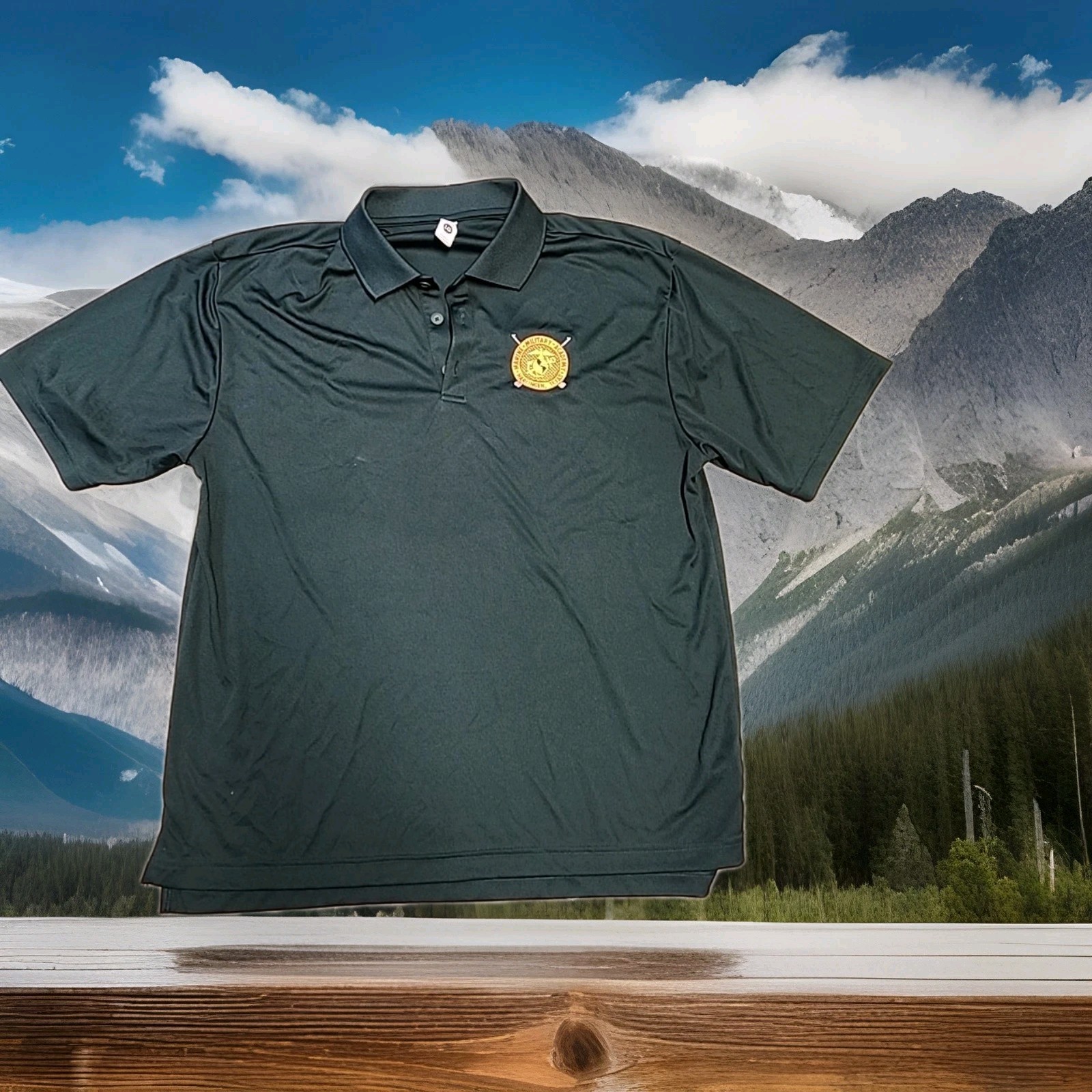 USMC Academy Harlingen Texas Logo Green Lightweight Polo Shirt Mens Large gallery