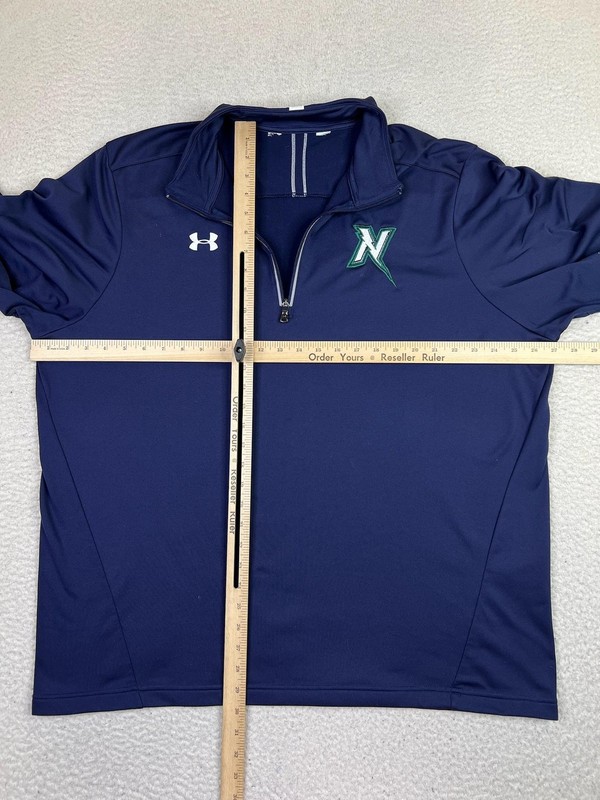 Under Armour 1/4 Zip Pullover Mens Navy Blue N Logo Athletic Performance Golf gallery