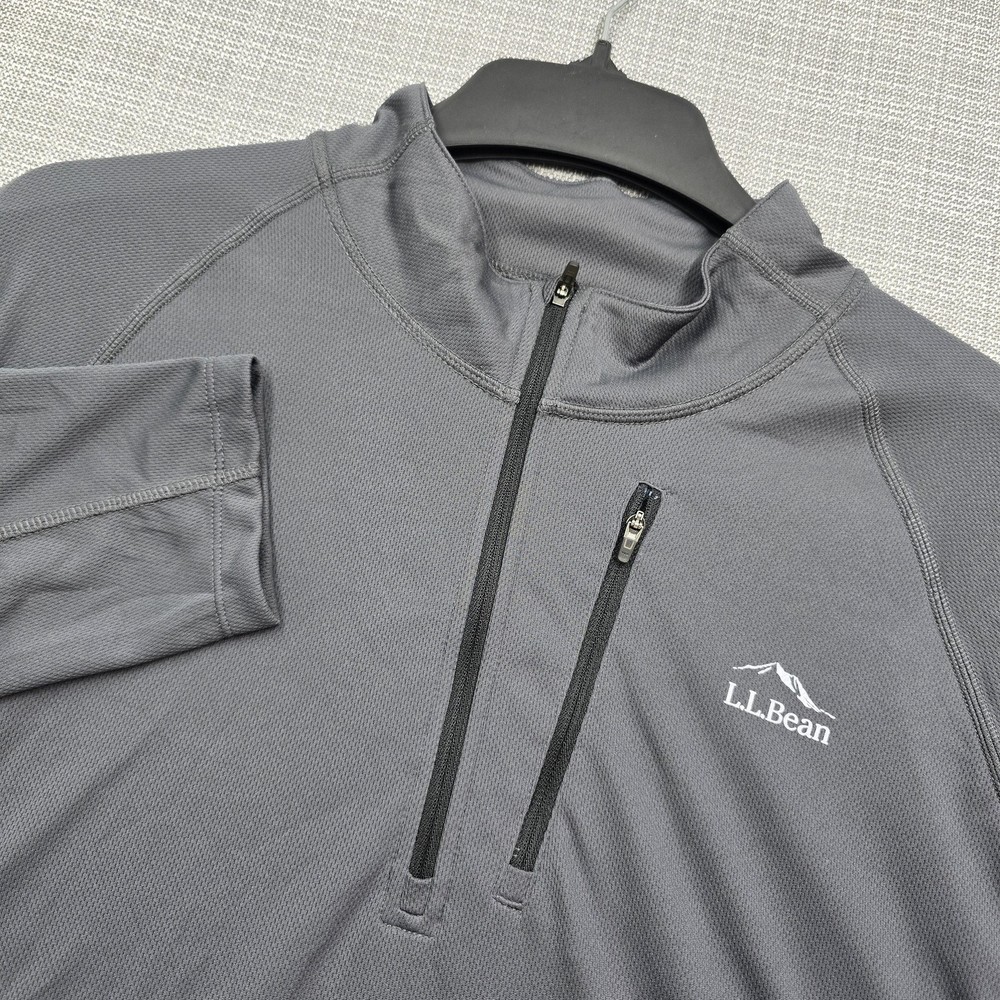 L.L. Bean Pullover Mens XL Gray 1/4 Zip Running Shirt Reflective Athletic Top