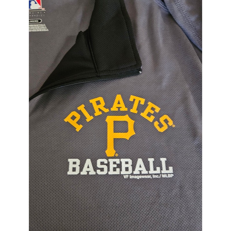 Men's Pittsburgh Pirates MLB Baseball LS Quarter Zip Gray Black Yellow Size XL gallery
