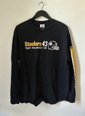 Steelers Troy Polamalu 43 Long Sleeve Shirt Mens Large Black NFL Team Apparel