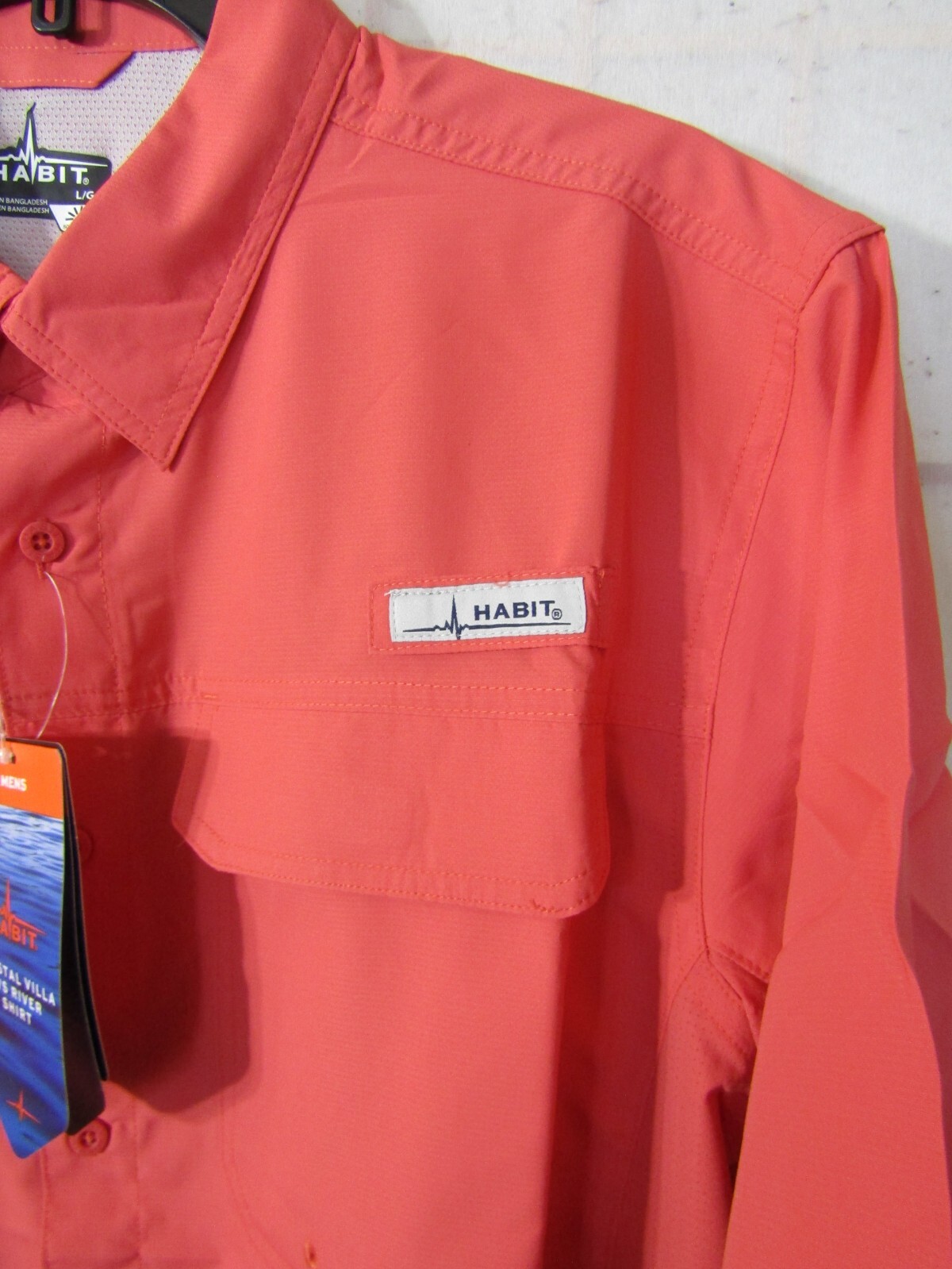 NWT Habit Spiced Coral Costal Villa Vent Short Sleeve River Shirt Polyestr Men L gallery