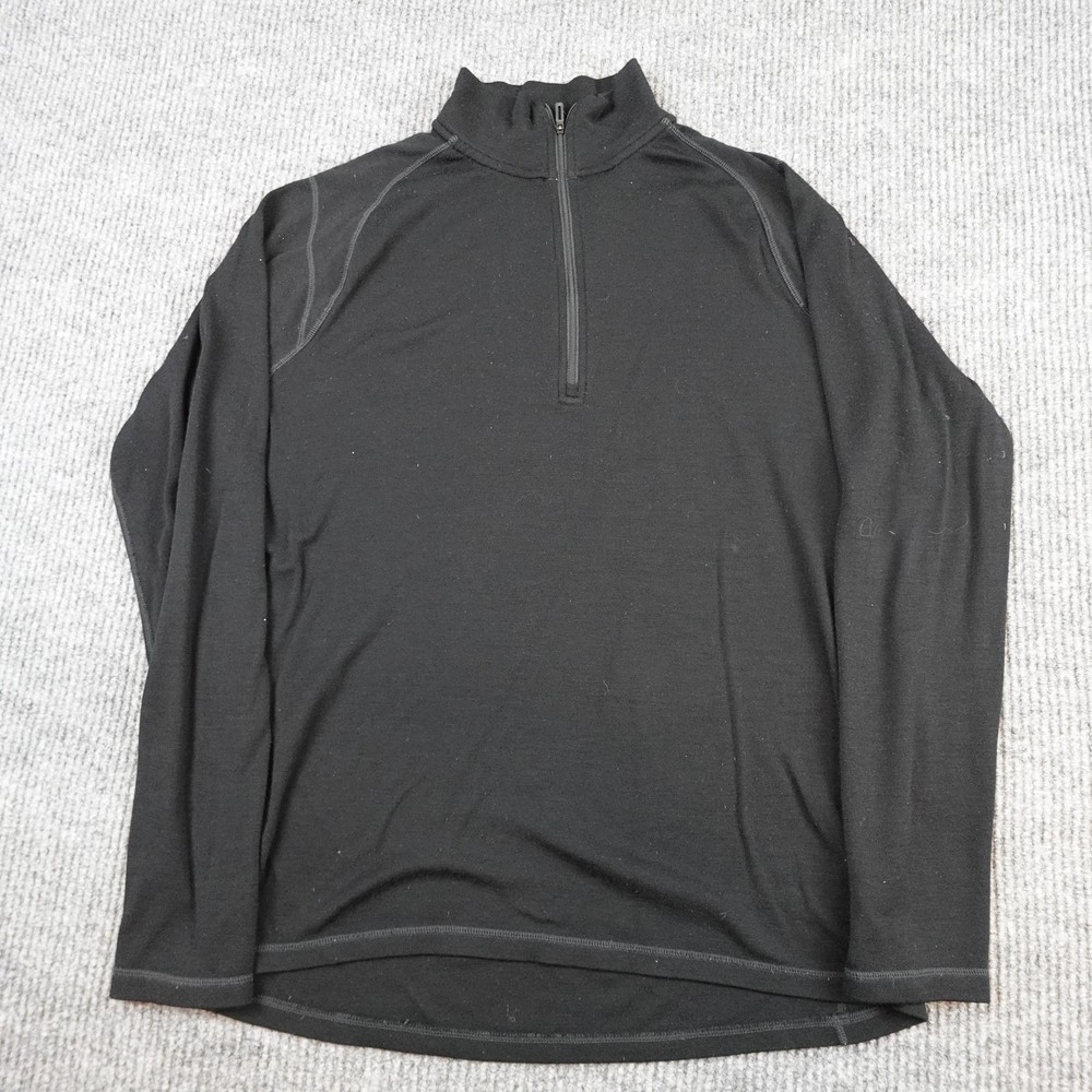 Smartwool Merino Pullover Mens Large Black 1/4 Zip Thermal Base Layer SW0NP603