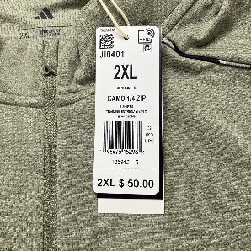 JI8401 Adidas Mens Train Essentials Camouflage 1/4 Zip Sweatshirt Sage Green 2XL gallery