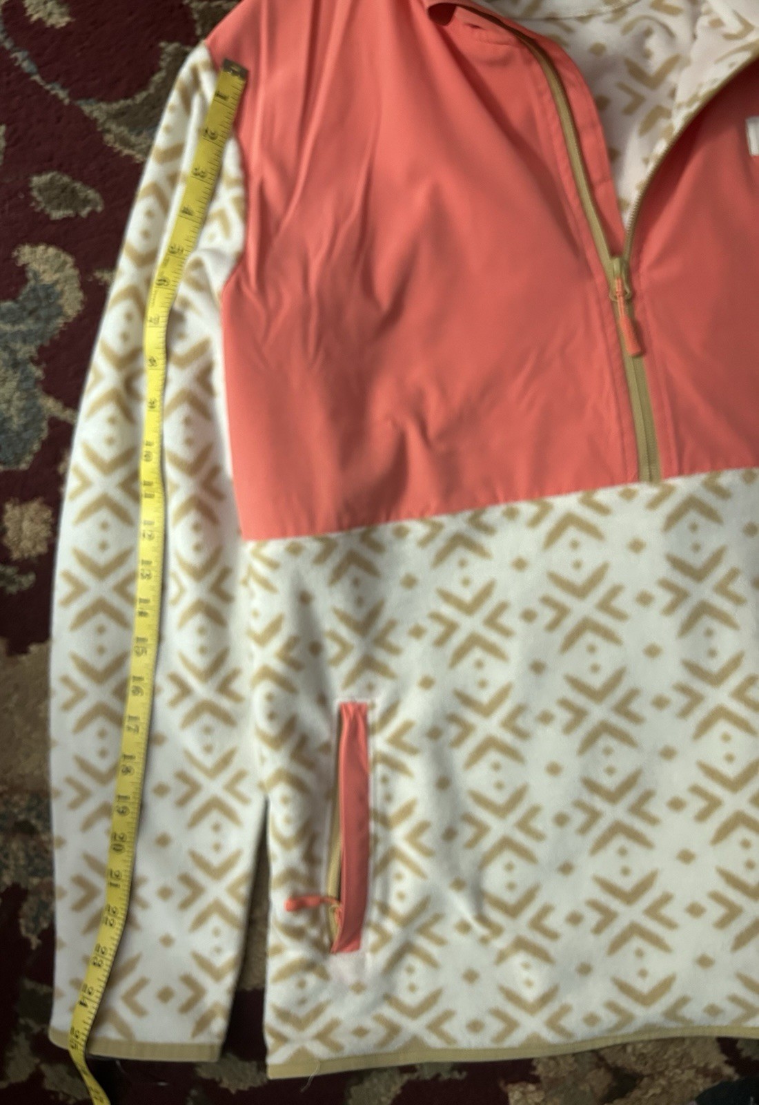 Ascend Fleece Quarter Zip Women's XL Peach, White And Tan Outdoor Top gallery
