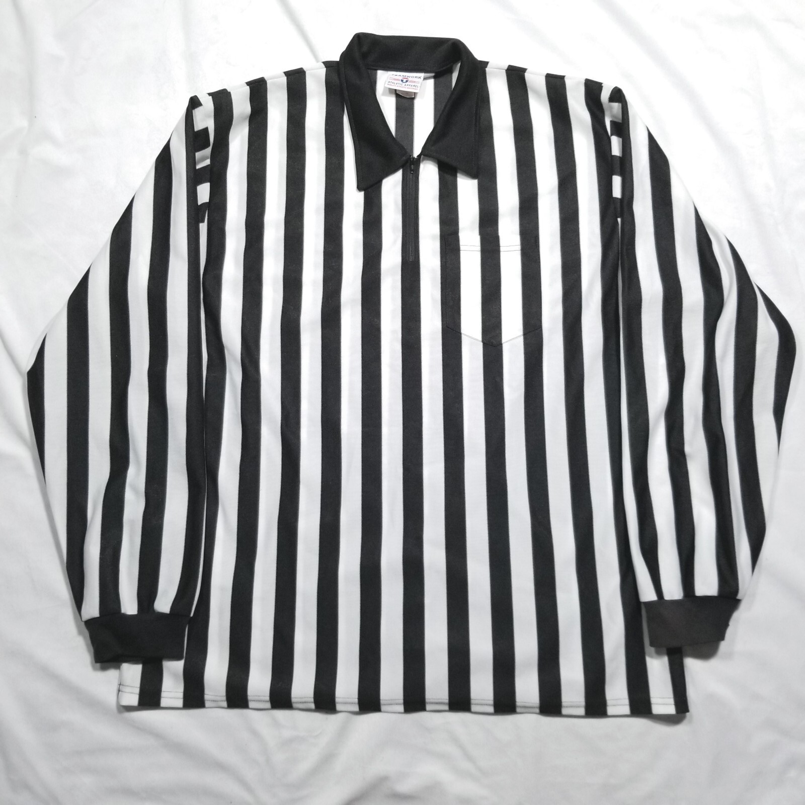 Referee Shirt Mens Size XXL 50 52 Teamwork Athletic Apparel Zip Zebra Jersey gallery