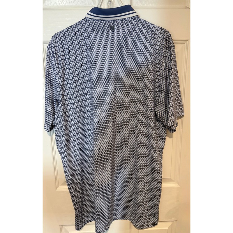 Greyson Men’s Large Blue Geometric Golf Polo Shirt Performance Stretch gallery