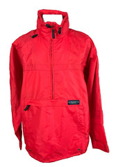 G.H.Bass Men’s Size L Solid Red Nylon 1/2 Zip Hooded Windstopper Jacket