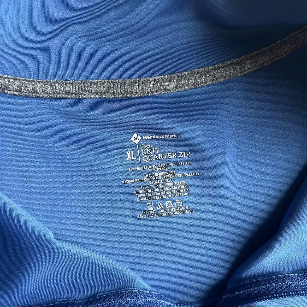 Member's Mark Tech Knit Quarter Zip Pullover Blue Men's XL Athletic Stretch gallery
