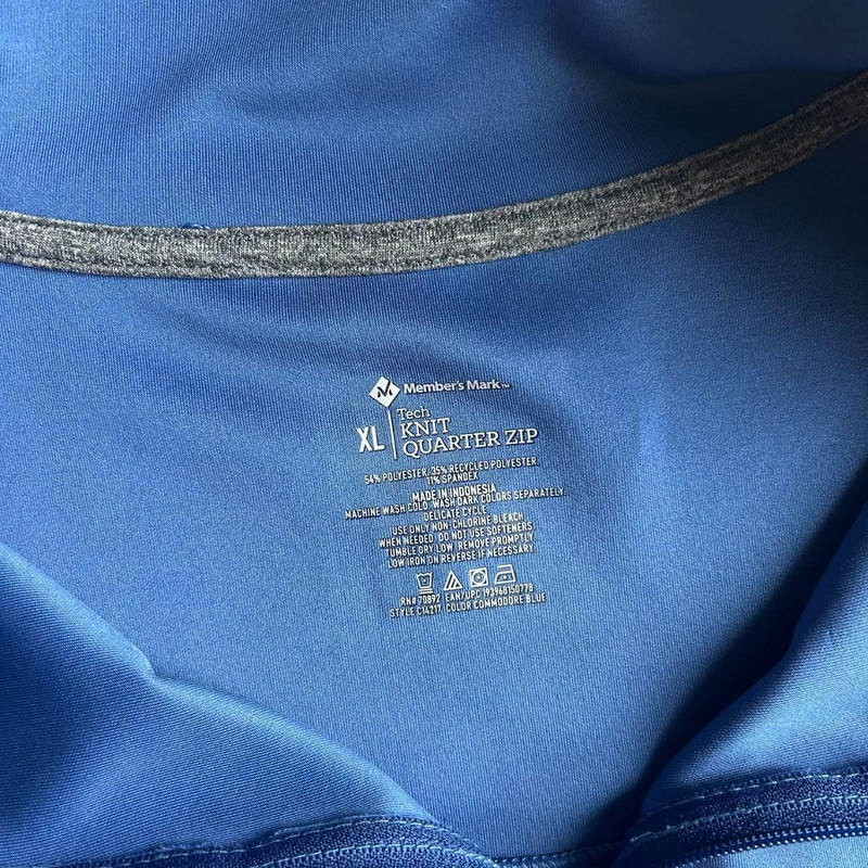 Member's Mark Tech Knit Quarter Zip Pullover Blue Men's XL Athletic Stretch gallery