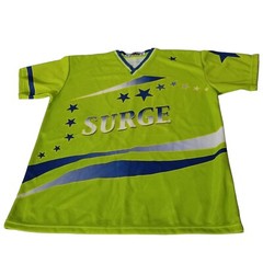 New Edge Surge Neon Yellow Blue Stars Jersey Shirt V Neck XL Short Sleeve USA