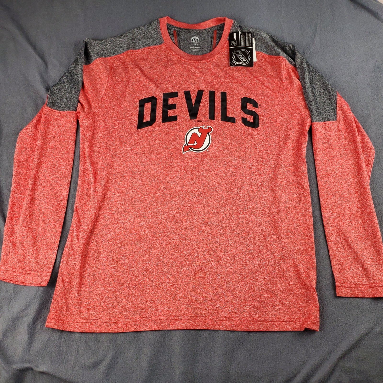 NHL Devils Long Sleeve Raglan T-Shirt Activewear Top Large New gallery