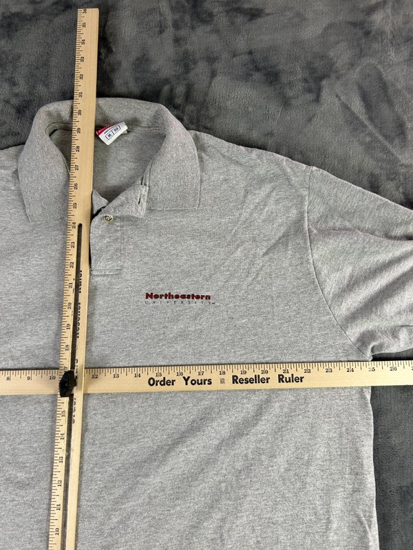 Vintage Champion Polo Shirt XL Gray Northeastern University Embroidered Logo USA gallery