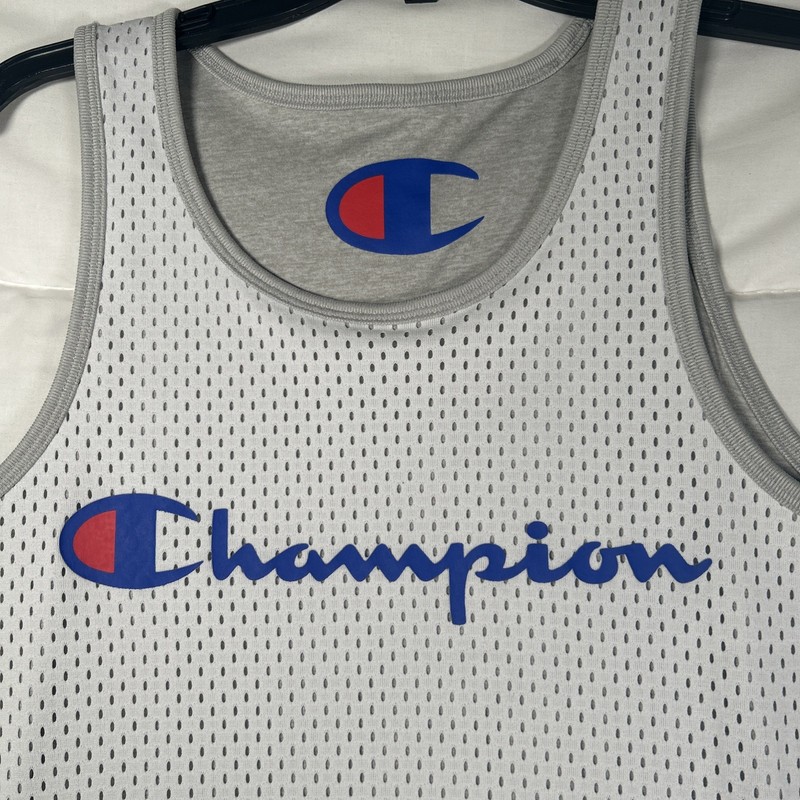 Champion Men's Reversible Mesh Tank Top Gray/White Men’s Medium SEE MEASUREMENTS gallery