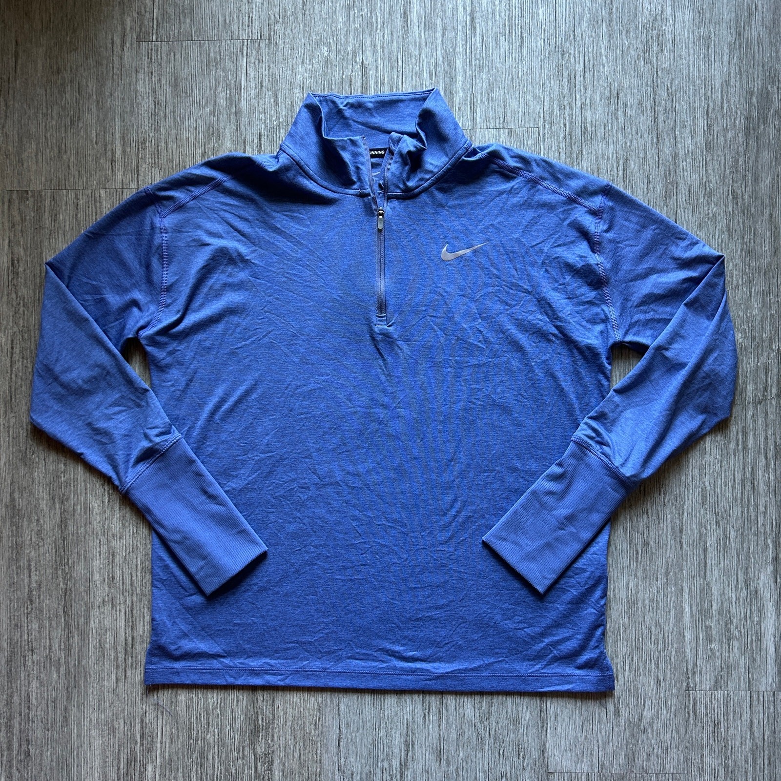 Nike Marled Blue/Gray Boxy Dri-Fit 1/4 Zip Long Sleeve Active Shirt Size Medium gallery