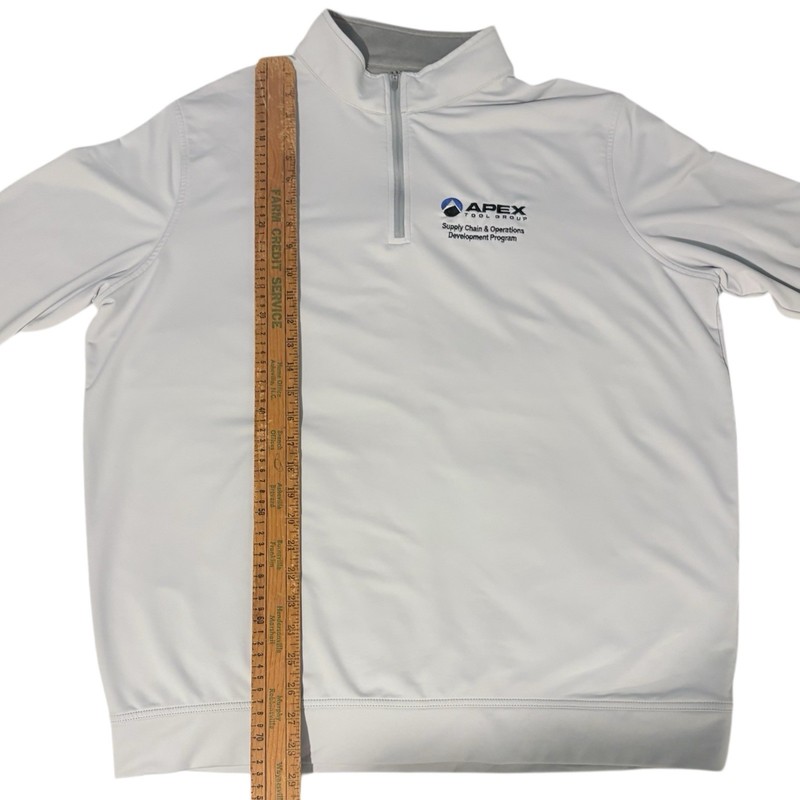Peter Millar Perth Gray 1/4 Zip Work Logo Apex Tool Company Size XL gallery