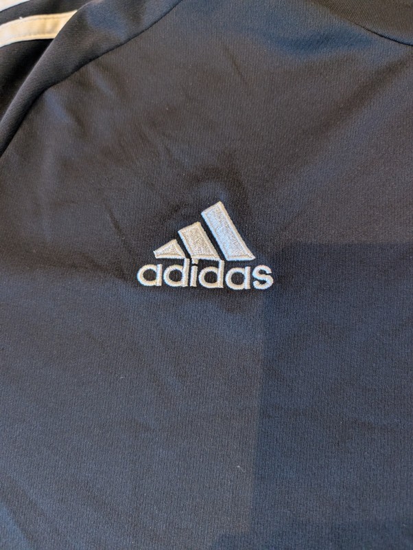 adidas Men's Climalite Soccer Training Jersey Shirt Black White 3-Stripe Size M gallery