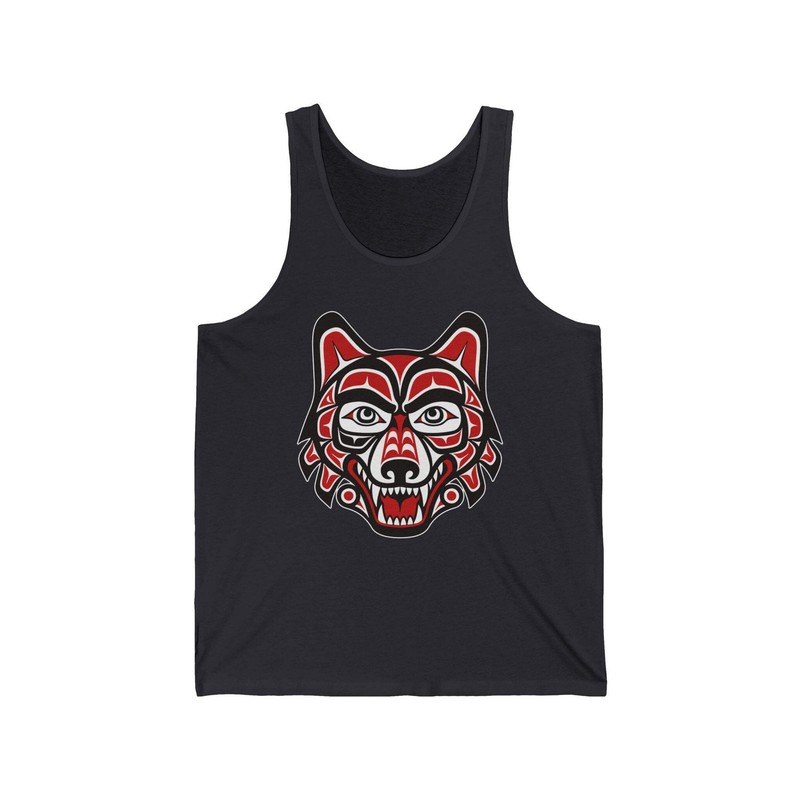 Pacific Northwest Formline Wolf Head Tank Top | Indigenous Art Shirt Wolf gallery