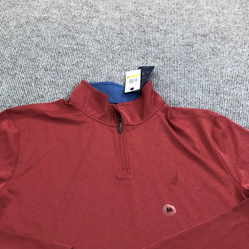 Nautica Pullover Mens Medium Red NAVTECH Long Sleeve 1/4 Zip Performance Top gallery