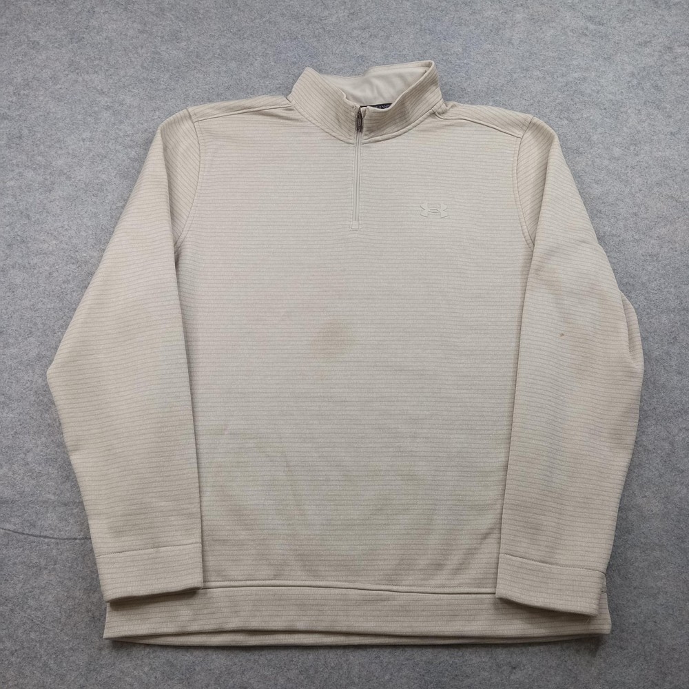 Under Armour Pullover Mens XL Beige Storm Quarter Zip Golf Water Resistant Top