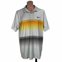 Nike Golf Polo Shirt Mens XL Neon Yellow Gray Dri-Fit Standard Fit Performance