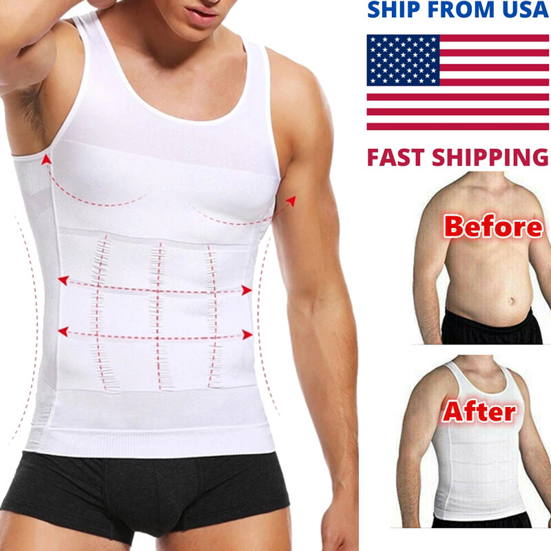 Men Compression Shirt Slimming Body Shaper Vest Tummy Control Shapewear Tops NCW gallery
