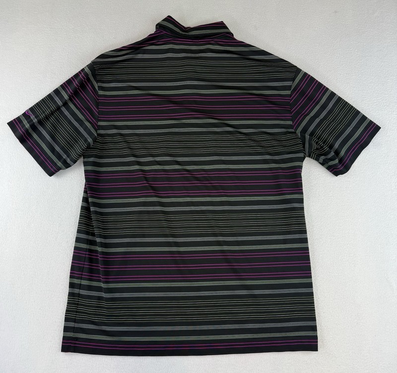 Nike Golf Dri-Fit Stripe Black Polo Shirt Short Sleeve 360183-010 Men's Large gallery