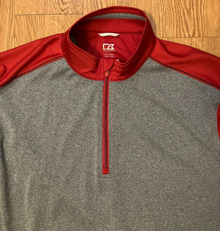 Cutter & Buck Replay Men 2XT Quarter Zip Half Zip Pullover Red Grey DryTec 50+ gallery