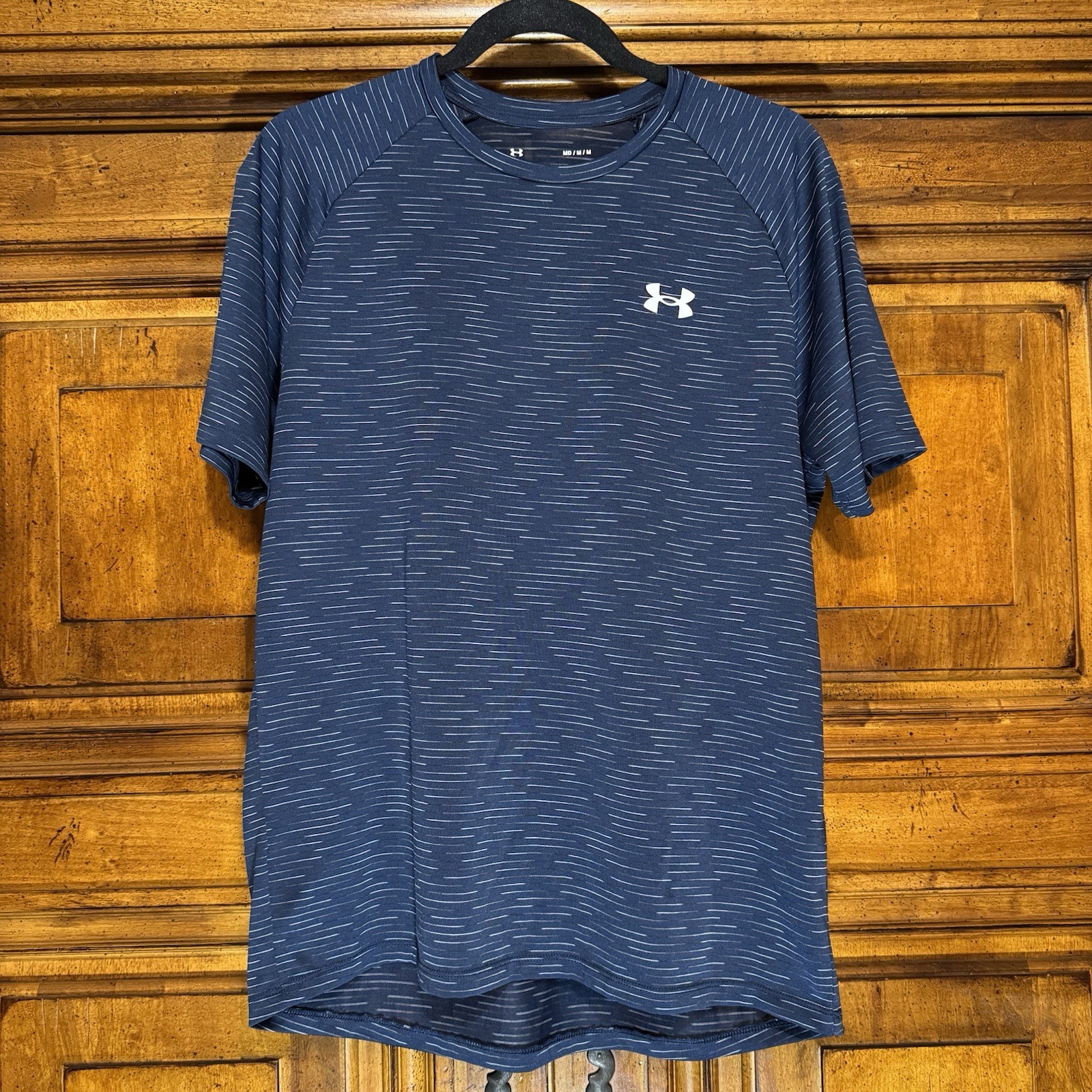 Mens Under Armour The Tech Tee Sz M Navy Loose Performance T Shirt Short Sleeve gallery