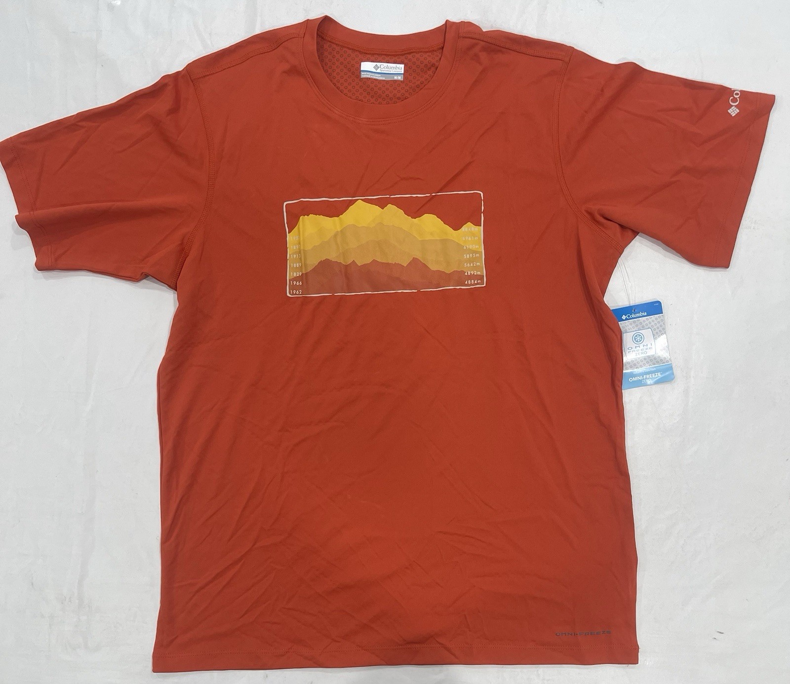 Columbia Shirt Mens Medium Orange Yellow PFG Omni Freeze Fishing Hiking Outdoors gallery