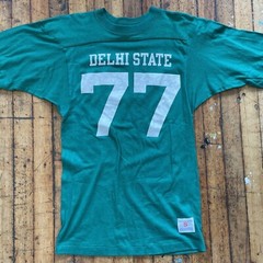 Vintage 1970’s Champion DELHI STATE ~ #77 ~ Small Green Short Sleeve Jersey
