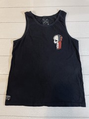 Howitzer Patriot Black Tank Top Mens Medlum Skull Flag Military Excellent