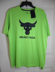 NWT Under Armour Project Rock Brahma Bull Men’s Large Payoff Cyber Green T-shirt