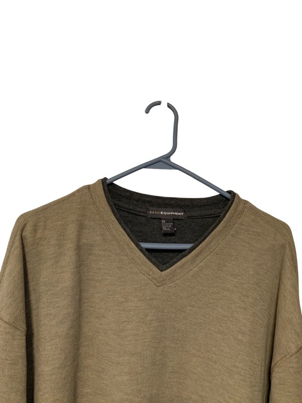 Basic Equipment Mens Size 3X Pullover Thermal SHirt Top Long Sleeve Waffleknit V gallery