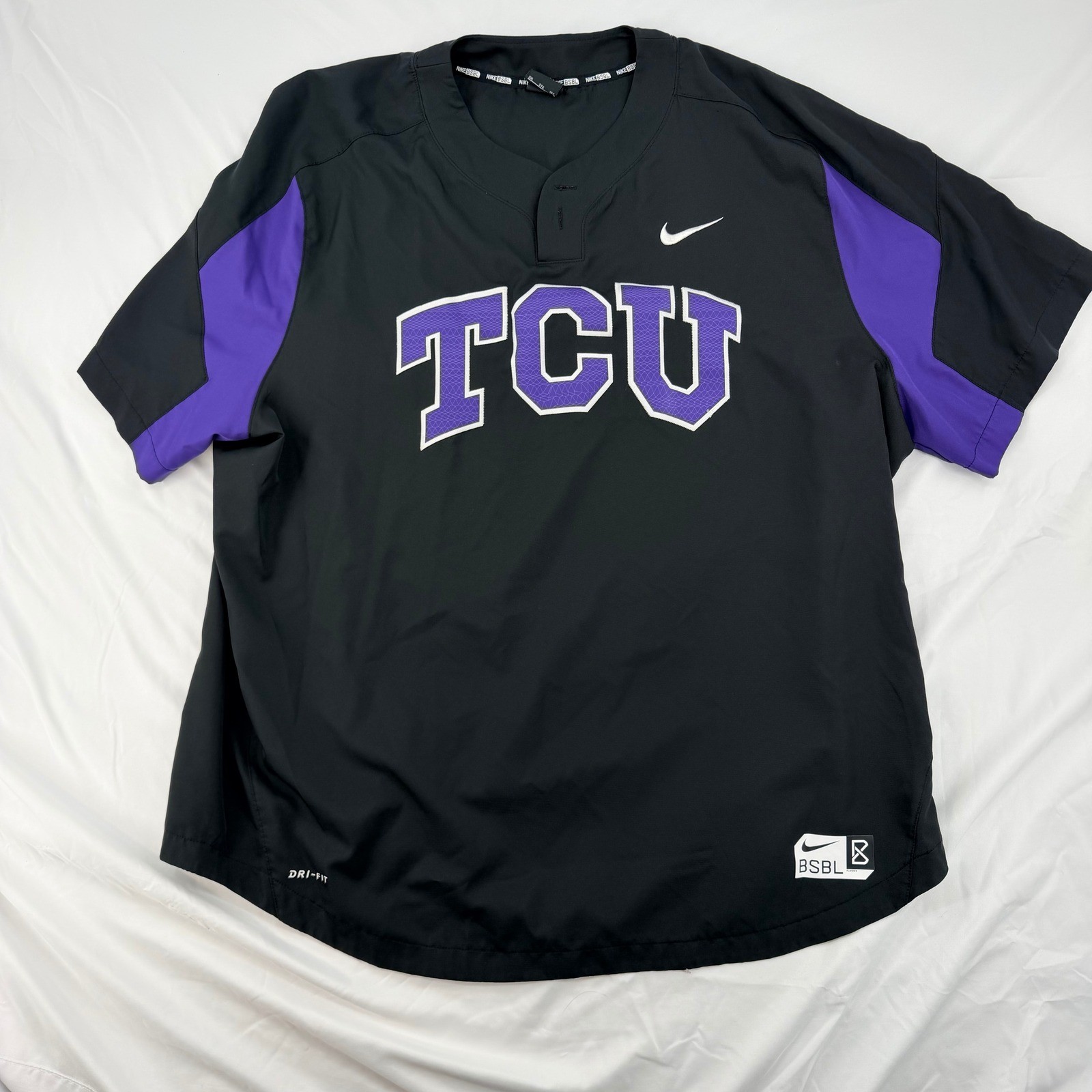 Nike BSBL TCU Horned Frogs Baseball Dri-FIT Pullover Shirt Mens 3XL Black Purple gallery