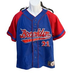 Platinum Nova men’s M blue baseball jersey #21 Brooklyn nwt