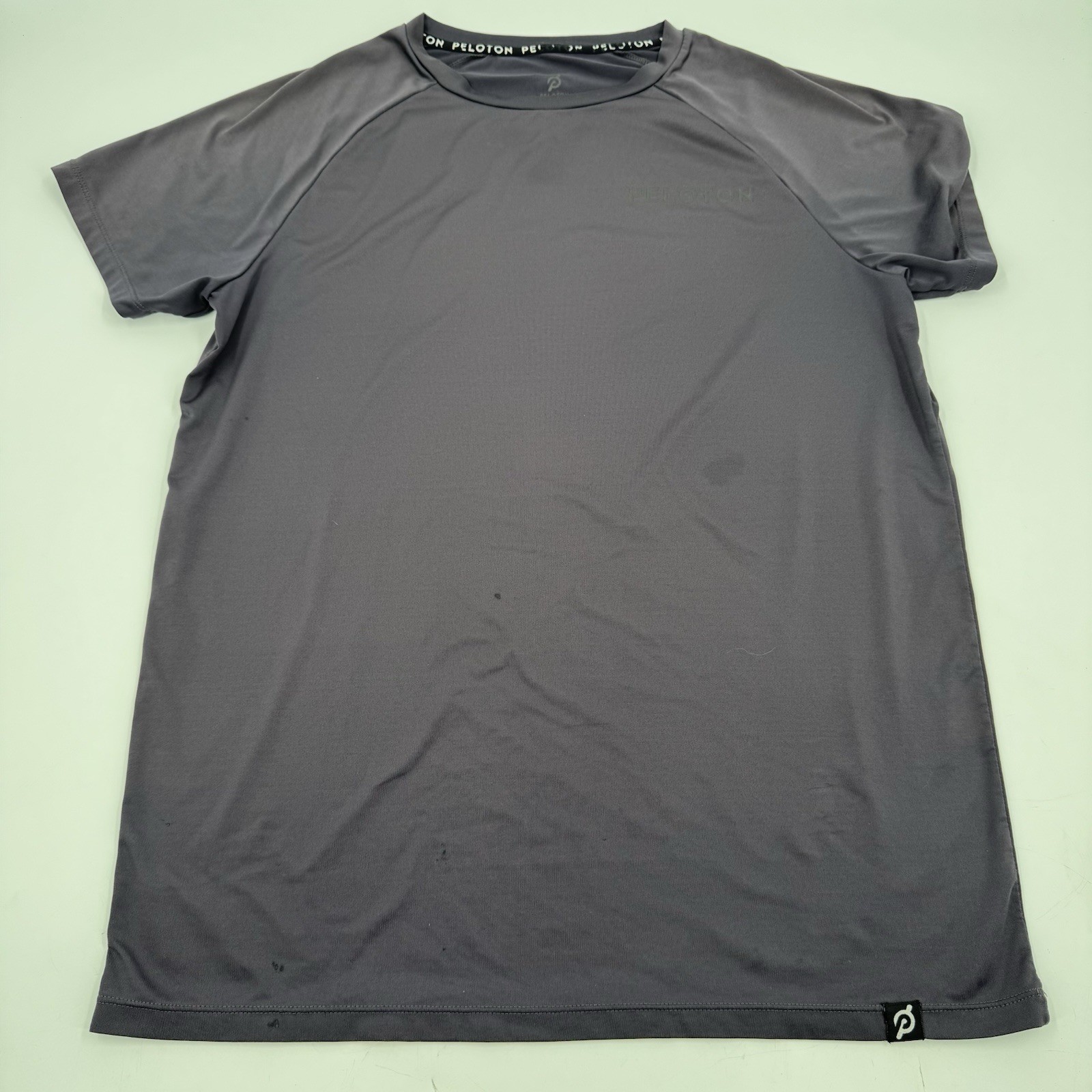 Peloton Men's Crew Neck Short Sleeve Logo Basic Athletic Tee Shirt Gray Medium gallery