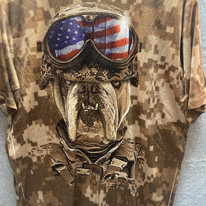 GET A LIFE Dri Fit SHIRT Sz L Bull Dog American Flag Logo USA MILITARY Camo DOG gallery
