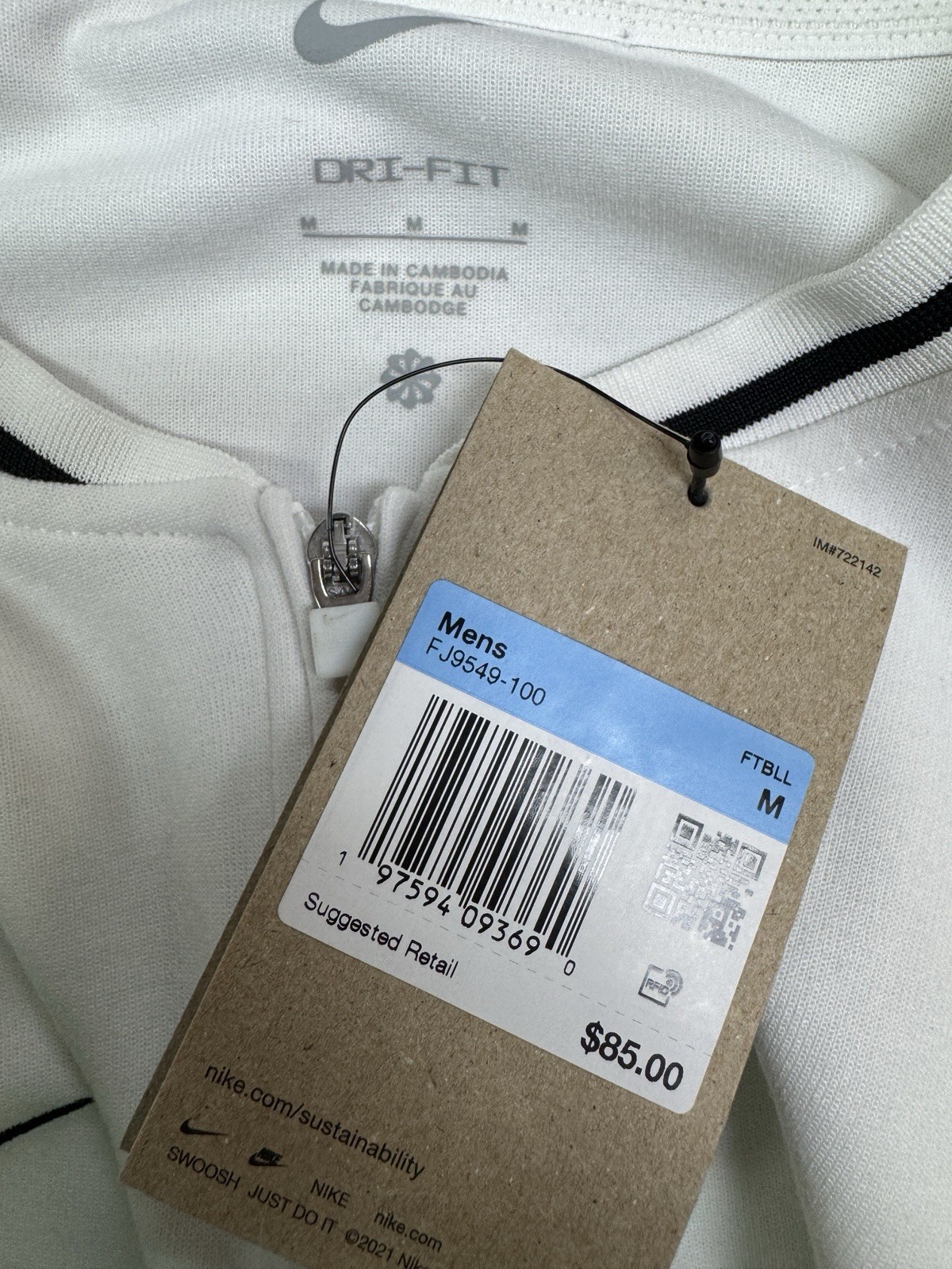 Nike Men's Dri-Fit 1/2 Zip Coaches Long Sleeve Pullover Top White Black Medium gallery