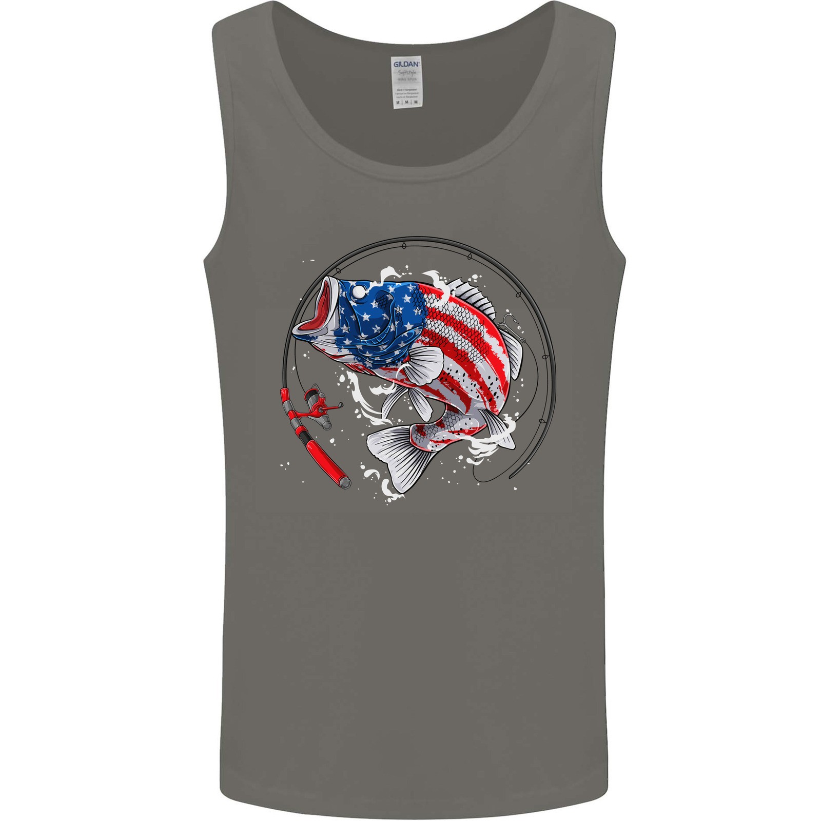 USA Fishing Flag American Fisherman Mens Vest Tank Top gallery