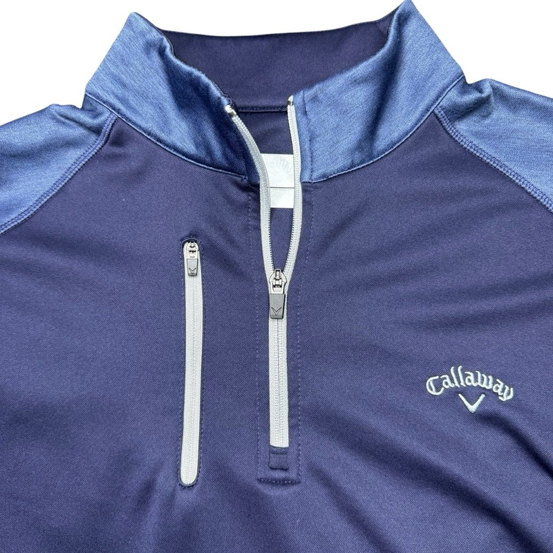 Callaway Pullover Mens Large Navy Blue Quarter Zip Mock Neck Golf Fleece Lined gallery