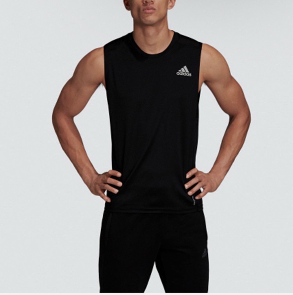 adidas Men's - 'Own the Run' Reflective Sleeveless Running Tee (Color: Black) gallery