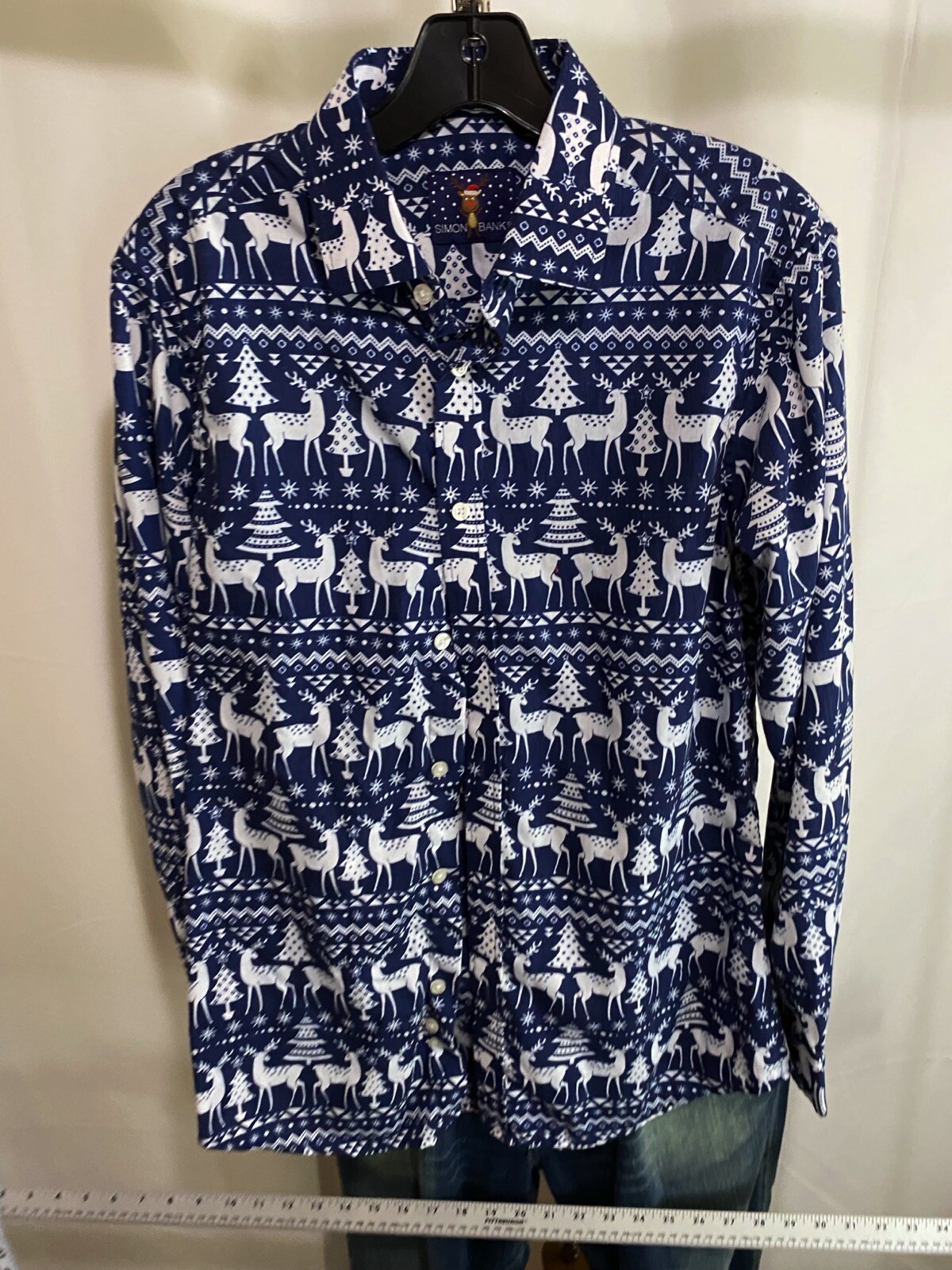 Simon Banks Christmas Artwork LONG SLEEVE SHIRT Small S 14.5 x 32/33 gallery