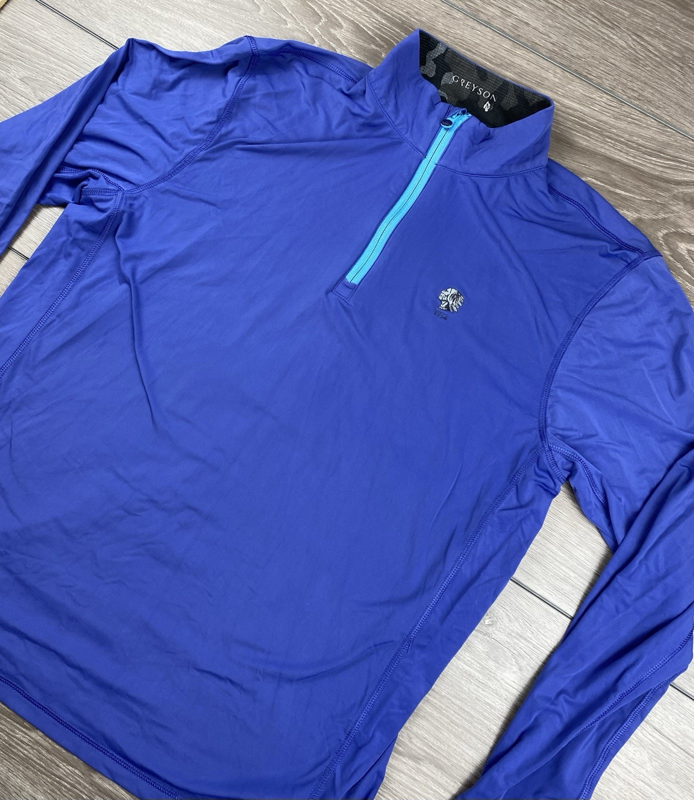 Greyson Men’s Long Sleeve 1/4 Zip Athletic Perfomance Pullover Blue Size Medium gallery