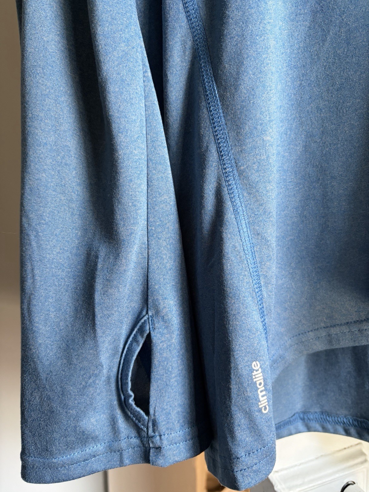 Adidas Men's XL Climate ‘own the run’ blue quarter zip w/thumb holes gallery