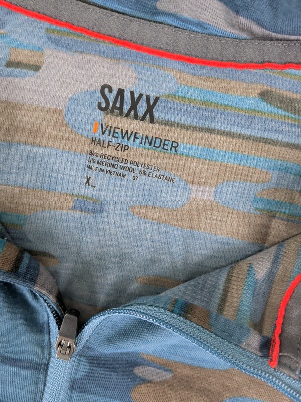 SAXX Viewfinder 1/2 Zip Men's XL Merino Wool Base Layer 'Blue Up In Smoke' Camo gallery
