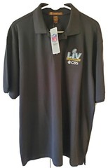 NWT Mens Super Bowl LIV 54 CBS Harriton Black XL Polo Shirt NFL Team Apparel