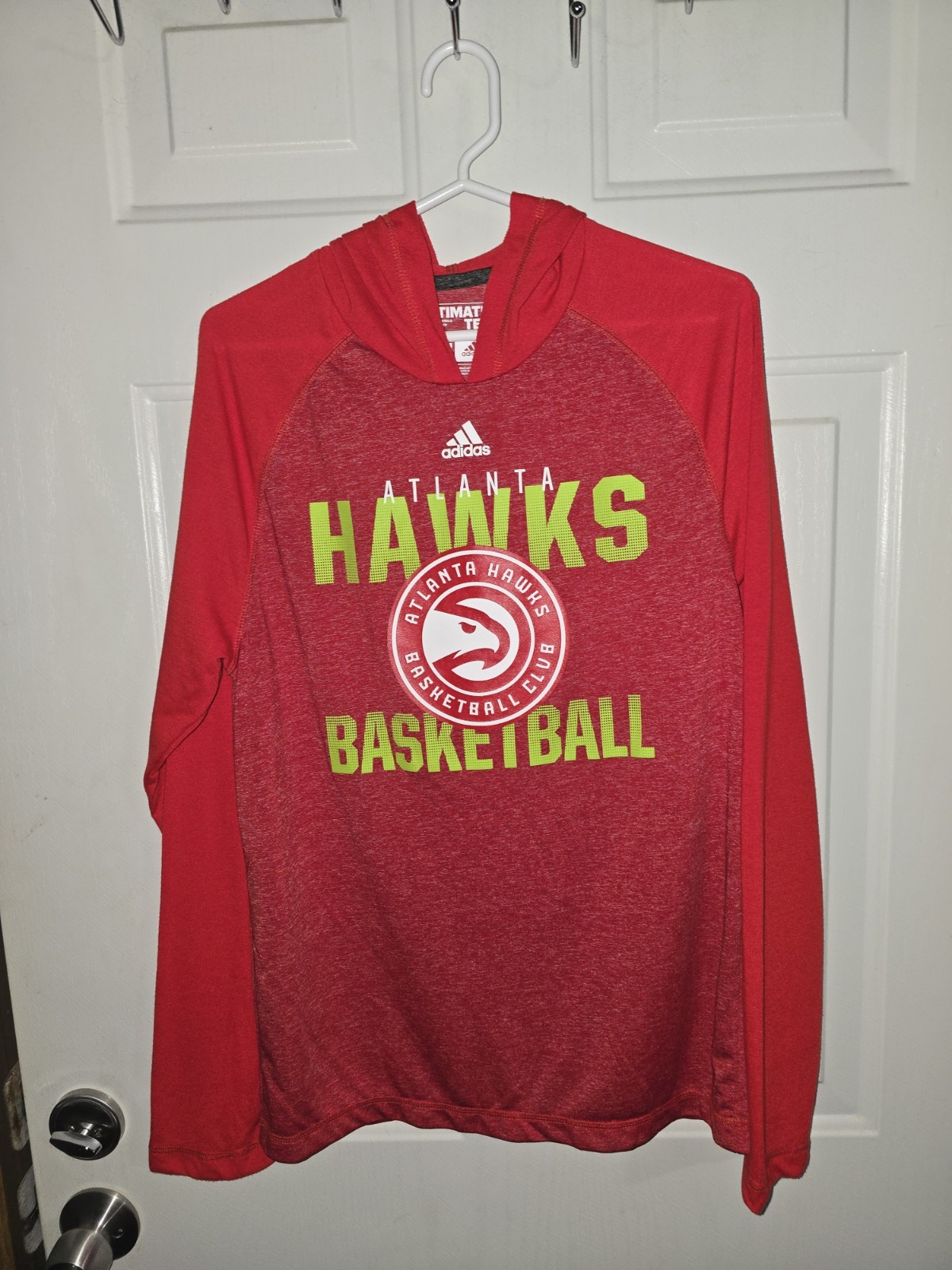 adidas Atlanta Hawks Ultimate Tee Hoodie Men's M Red Pullover Lightweight gallery