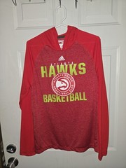 adidas Atlanta Hawks Ultimate Tee Hoodie Men’s M Red Pullover Lightweight